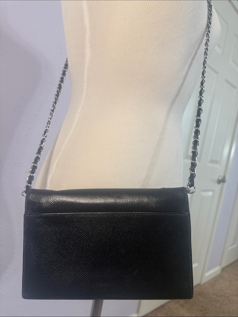 Vintage Chanel Women Black CC Flap Wallet on Chain - Picture 4 of 14